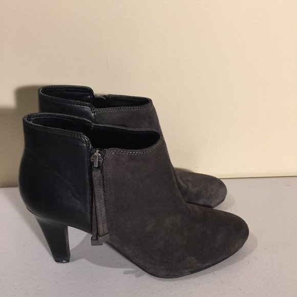 Franco Sarto Ladies Heeled Booties Size 7.5 M Boots Black Grey - Picture 2 of 16